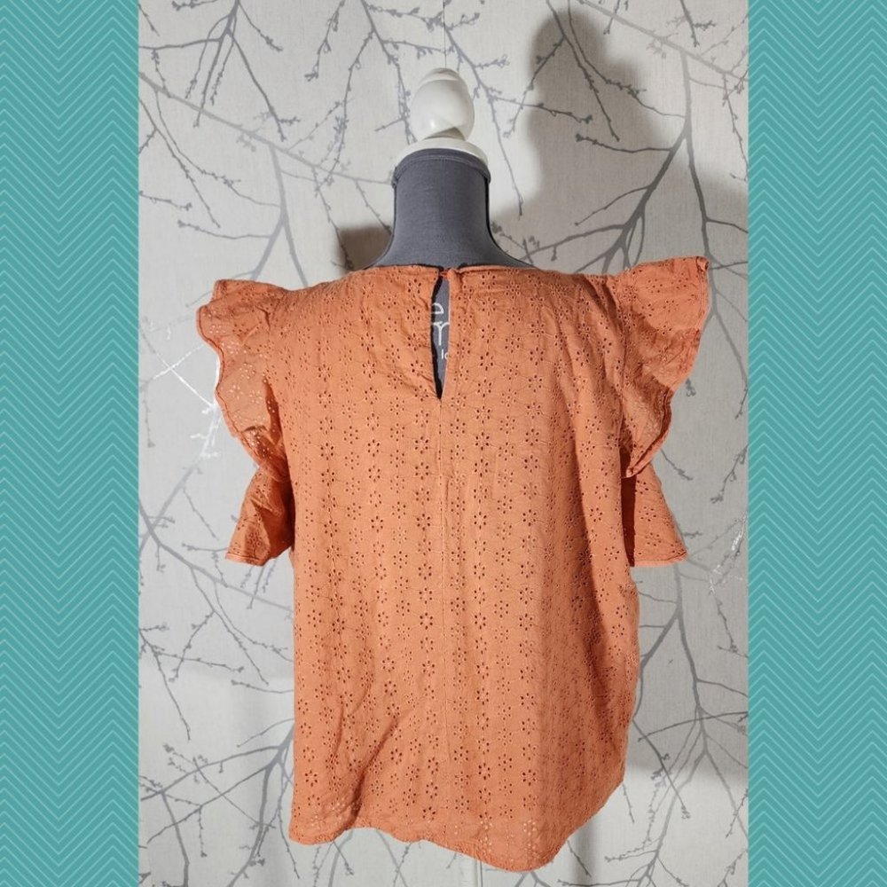 Rock & Roll Cowgirl Orange Floral Eyelet Ruffle S… - image 3